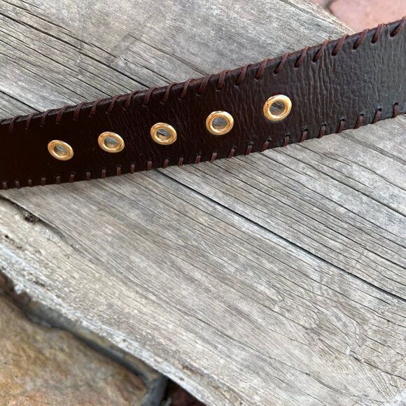 MICHAEL Michael Kors Brown Leather Whipstitch Belt with Fringe Size Small - Picture 7 of 9